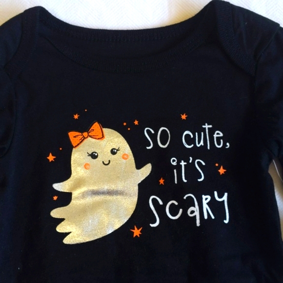 NEW george halloween graphic cotton long sleeve bodysuit diaper shirt 0-3 months - Picture 2 of 5